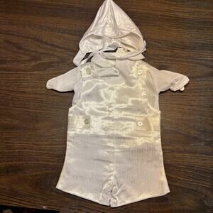 Vintage Baptism Outfit Little Things Mean A Lot Romper & Hat 18M Ivory